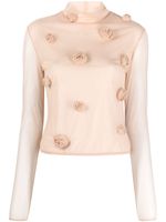 Blumarine haut en résille à fleurs appliquées - Tons neutres