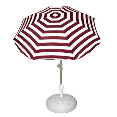 Parasol met voet van 12 liter - rood/wit gestreept - polyester/kunststof - Dia 180 cm - verstelbaar