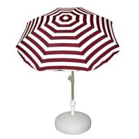 Parasol met voet van 12 liter - rood/wit gestreept - polyester/kunststof - Dia 180 cm - verstelbaar