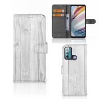 Motorola Moto G60 | Book Style Case | White Wood