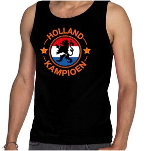 Tanktop Holland kampioen met leeuw Holland / Nederland supporter EK/ WK zwart voor heren