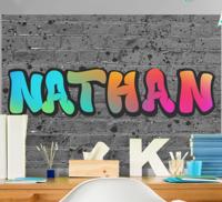 Graffiti fotobehang Regenboognaam in baksteen