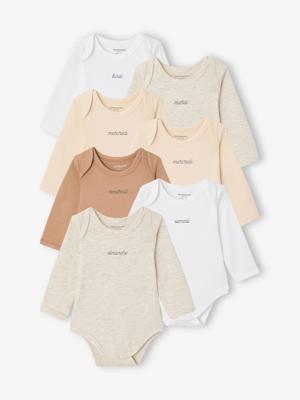 Set van 7 body's met lange mouwen veel wit Set van 7 body's met lange mouwen veel wit