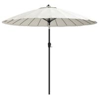 The Living Store Parasol - Tuinparasol - Afmetingen- 270 x 246 cm - Uv-beschermend polyester - Aluminium paal - Zandwit