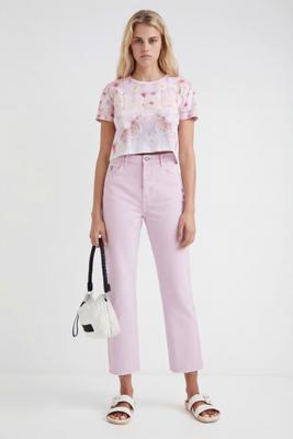 Straight cropped jeans - RED - 42