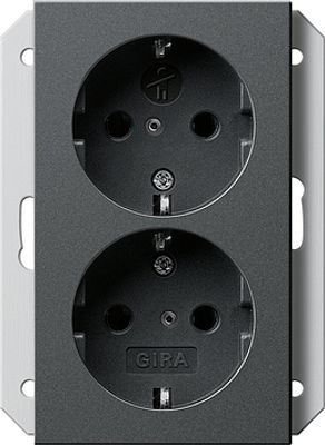 GIRA Wandcontactdoos 2V RA KB 1DS antraciet 55 273128