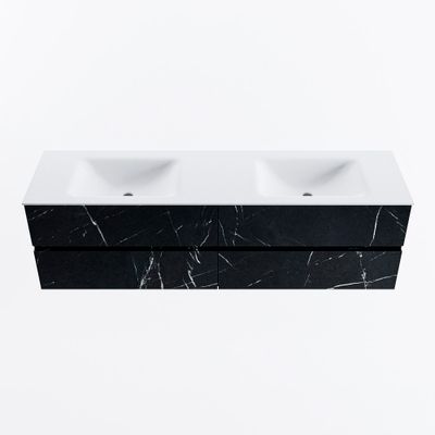 MONDIAZ VICA 170cm badmeubel onderkast Marquina 4 lades. Wastafel CLOUD dubbel zonder kraangat, kleur Talc.