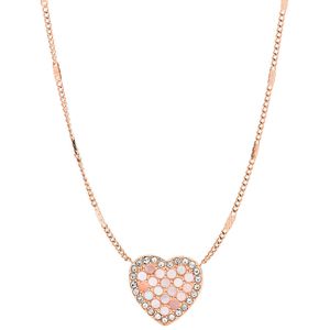 Fossil JF03164791 Ketting Vintage Glitz Heart staal zilver-en rosekleurig-wit 40,5-45,5 cm