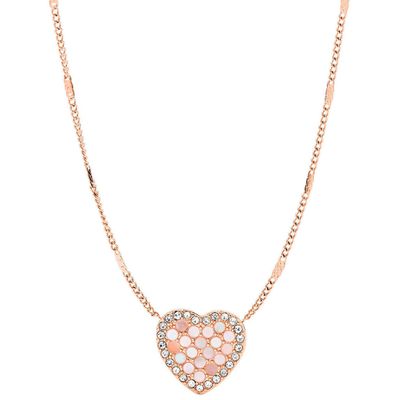 Fossil JF03164791 Ketting Vintage Glitz Heart staal zilver-en rosekleurig-wit 40,5-45,5 cm
