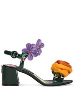 Dolce & Gabbana sandales en cuir à fleurs appliquées - Vert - thumbnail