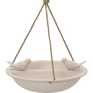 Vogelbad/voederschaal - hangend - bamboe hout - creme wit - D27 cm