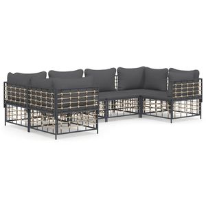 The Living Store Hoekbank Tuin Lounge - Antraciet - Poly Rattan 72x72x66cm - Weerbestendig