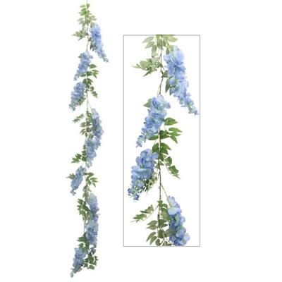 Chaks Blauweregen/wisteria - slinger - kunstbloemen - blauw - 110 cm - kunstplanten