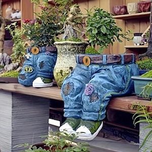 grappige bloempotten voor binnen en buiten hars denim broek ornamenten creatieve bloempot decoratie ambachten retro tuindecoratie Lightinthebox