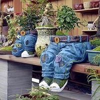 grappige bloempotten voor binnen en buiten hars denim broek ornamenten creatieve bloempot decoratie ambachten retro tuindecoratie Lightinthebox - thumbnail