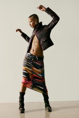 Bordeauxkleurige jas met leerlook - RED - XS