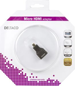 Deltaco HDMI-24-K video kabel adapter HDMI Type A (Standaard) HDMI Type D (Micro) Zwart