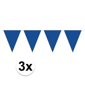 3 stuks Vlaggenlijnen/slingers XXL blauw 10 meter