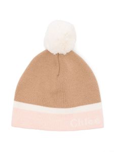 Chloé Kids bonnet à pompon - Marron