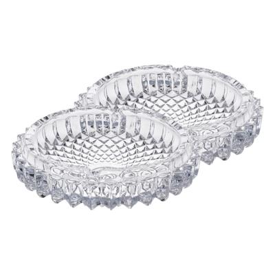 Asbak - 2x - rond - gedecoreerd glas - 16 x 4 cm - binnen/buiten - asbakken - transparant