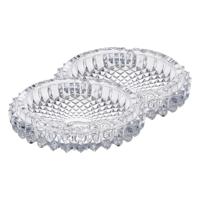 Asbak - 2x - rond - gedecoreerd glas - 16 x 4 cm - binnen/buiten - asbakken - transparant