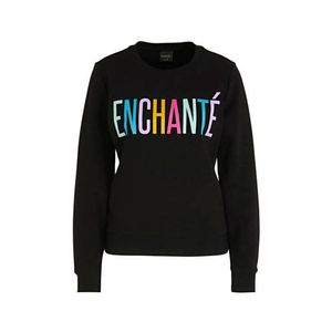 Colourful Rebel sweater Enchante met tekst en borduursels zwart
