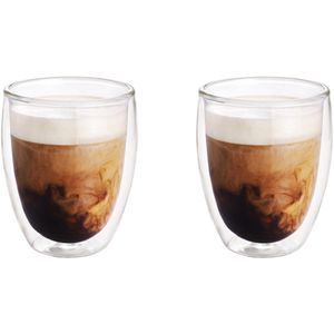 2x Dubbelwandige koffiekopjes/theeglazen 300 ml