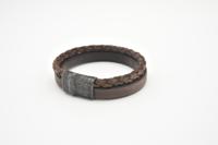 JOSH Heren Dubbele Leren Armband Vintage Bruin | 09264-BRA