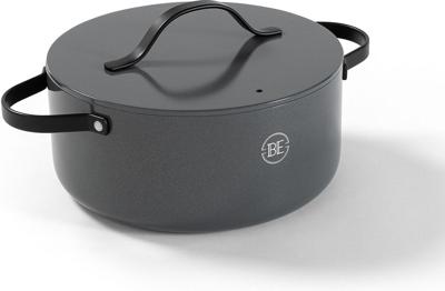 BE Living Braadpan met deksel ø 28 cm - keramische anti-aanbaklaag - geschikt voor alle warmtebronnen - grijs