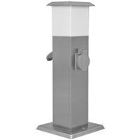 Buitenstopcontact met buitenverlichting RVS paal vierkant E27