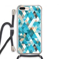 Gekleurde driehoekjes blauw: iPhone 8 Plus Transparant Hoesje met koord