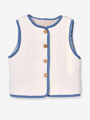 Mouwloze sherpa gilet voor baby's ecru