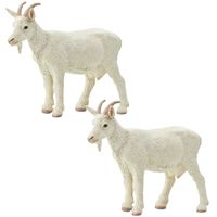 Set van 2x stuks plastic speelgoed figuur witte geiten 8 cm