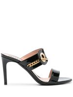 Moschino mules en cuir à détail de chaîne - Noir - thumbnail