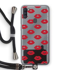 Lips: Samsung Galaxy A11 Transparant Hoesje met koord