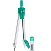 Passer set - groen - 2 delig - 17 cm - met potloodvullingen - Wiskunde/rekenen - Voor school