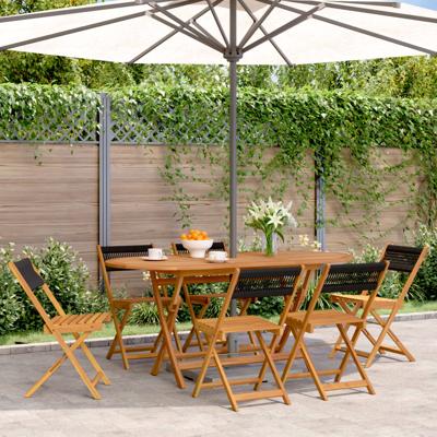 Tuinstoelen 6 st inklapbaar massief acaciahout zwart