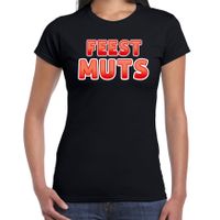 Verkleed t-shirt voor dames - Feest muts - zwart/rood - carnaval - thumbnail