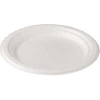 Depa Bord | rond | 1-vaks | bagasse (suikerrietpulp) | Ø18cm | wit | 120 stuks