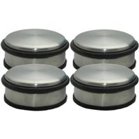 Deurstopper - Set van 4x stuks - RVS - rond - 11,5 x 6 cm - deurstop - 1,1 kg - zilverkleurig