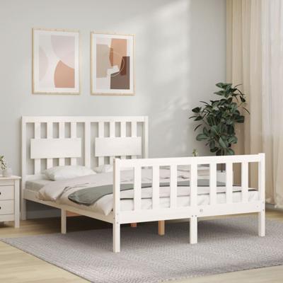Bedframe zonder matras massief grenenhout wit 140x200 cm