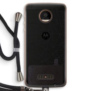 Geometrische lijnen zwart: Motorola Moto Z Force Transparant Hoesje met koord