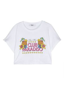 MSGM Kids t-shirt en coton à imprimé graphique - Blanc