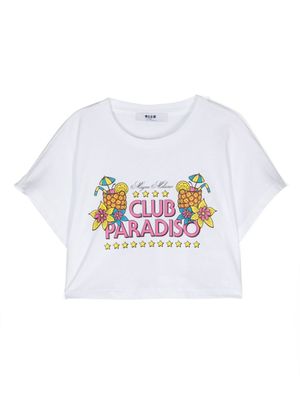 MSGM Kids t-shirt en coton à imprimé graphique - Blanc