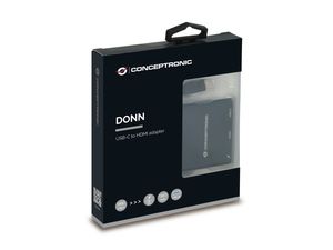 Conceptronic DONN01B interface hub USB 3.2 Gen 1 (3.1 Gen 1) Type-C 5000 Mbit/s Zwart