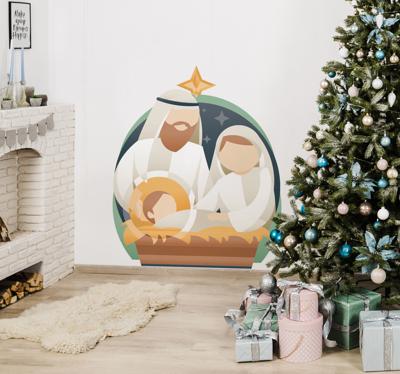 Decoratie sticker kerststal