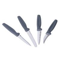 Excellent Houseware keuken messen set - grijs - 4 delig - rvs en kunststof - keukengerei
