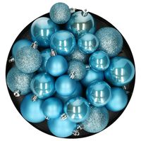 Decoris kerstballen - 30x - kunststof - ijs blauw - 4, 5 en 6 cm - thumbnail