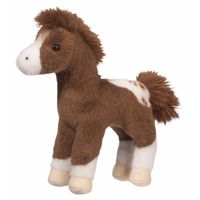 Knuffel pony/paard gevlekt donkerbruin 20 cm - thumbnail