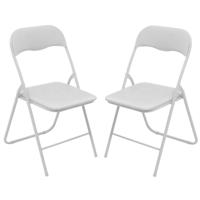 Urban Living Klapstoel - 6x - met stoffen zitting - wit - 44 x 45 x 80 cm - metaal